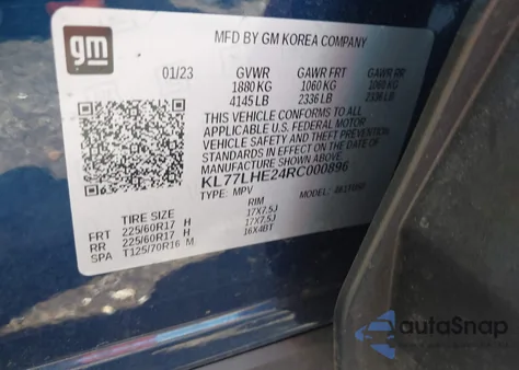 2024 Chevrolet Trax Fwd Lt z USA, uszkodzony, nr VIN KL77LHE24RC000896